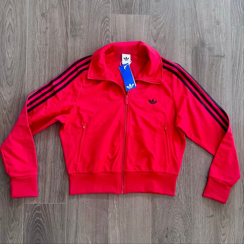 Adidas Firebird Track Jacket Red Black Women Large KD1344 Retro Better Scarlet - Picture 2 of 11